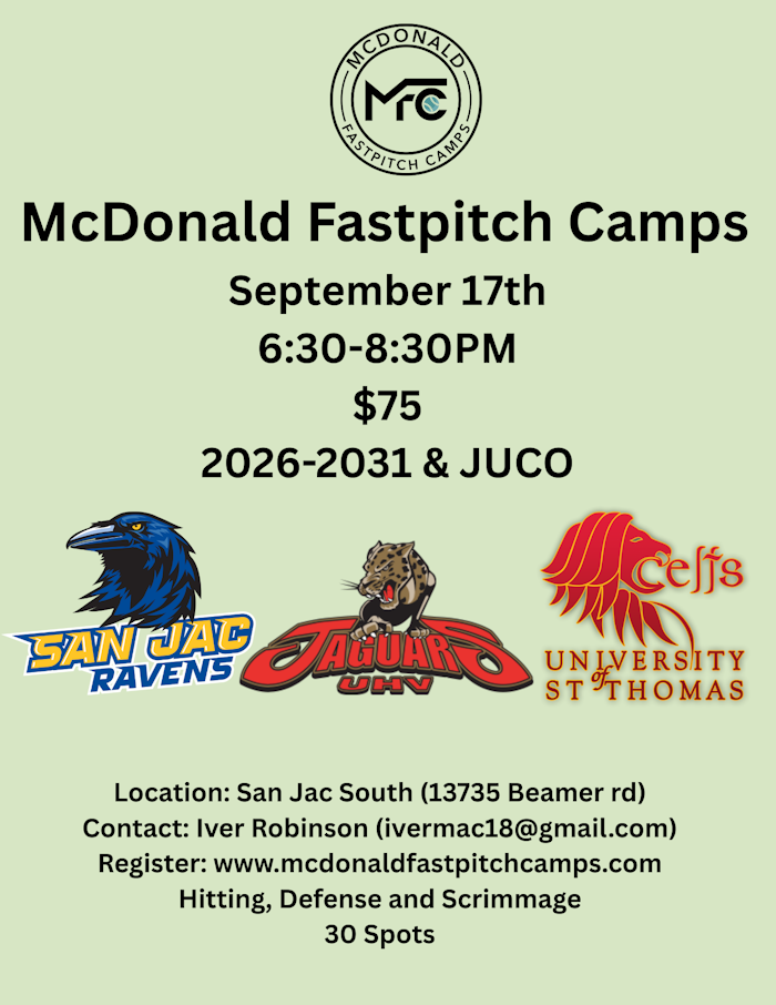 McDonald Fastpitch Camp Flyer